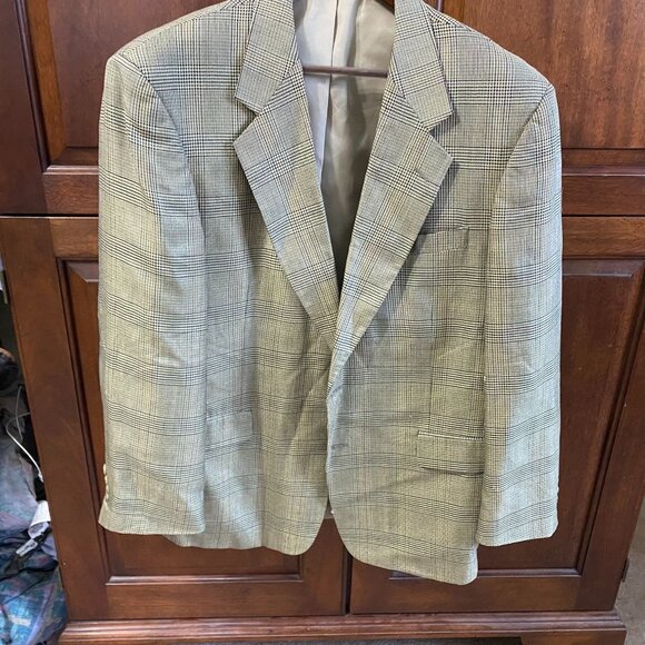 Jones New York Mens Blazer Jacket R44 Classic Plaid Wool Blend Double Button - Picture 10 of 11